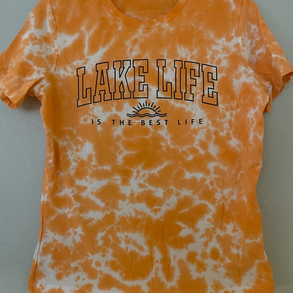 Lake Life is the Best Life Coral Tie Dye Tee T-Shirt NWOT Unisex Size Medium - Picture 6 of 6